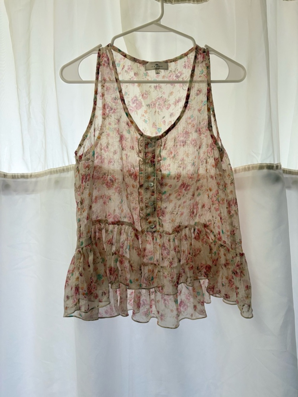 Iris Floral Sheer Ruffle Camisole